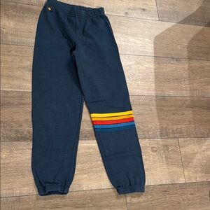 Kids Navy Joggers with Colorful Stripes